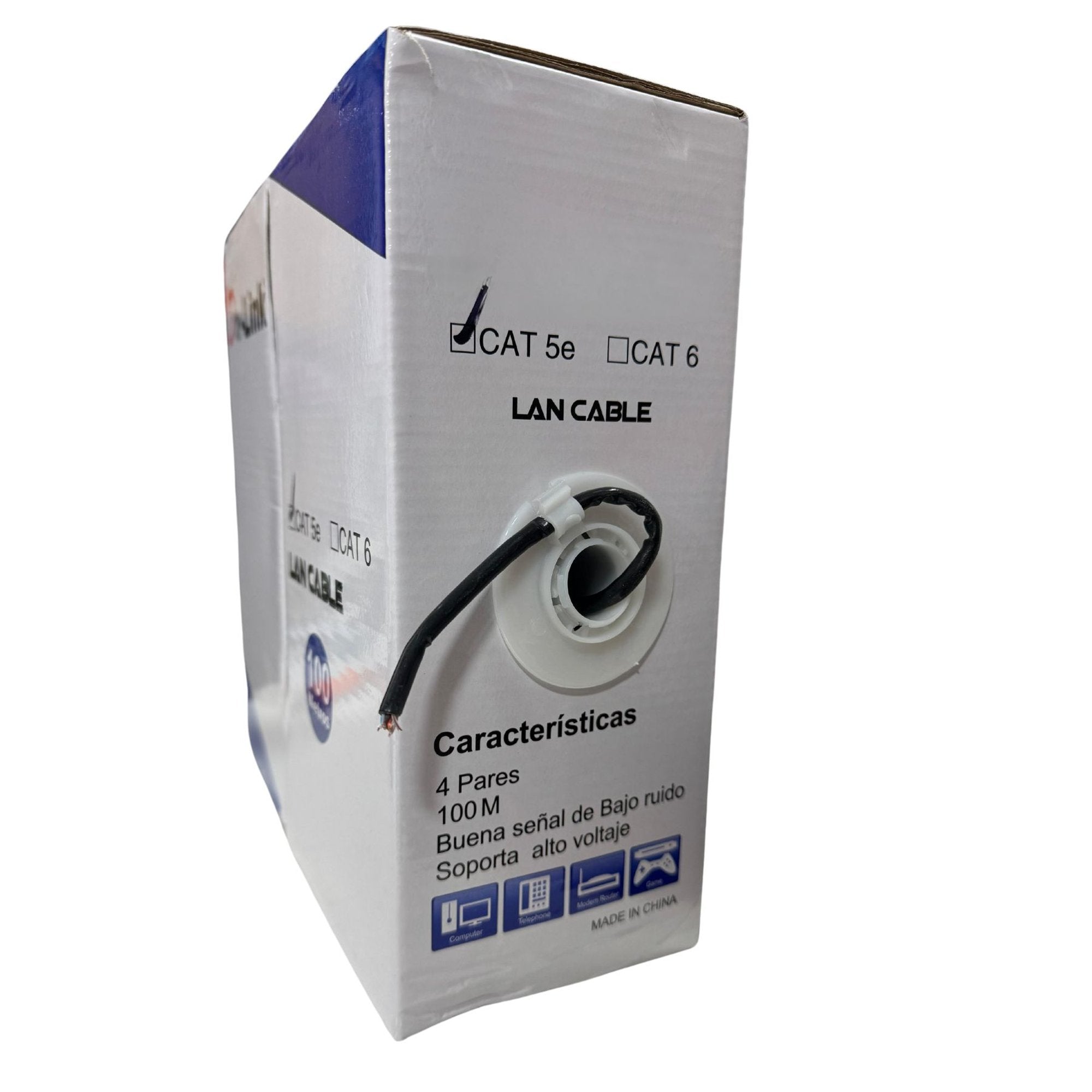 Cable de Red UTP Cat5E Caja 100 Mts Exterior Negro - cable cat5e