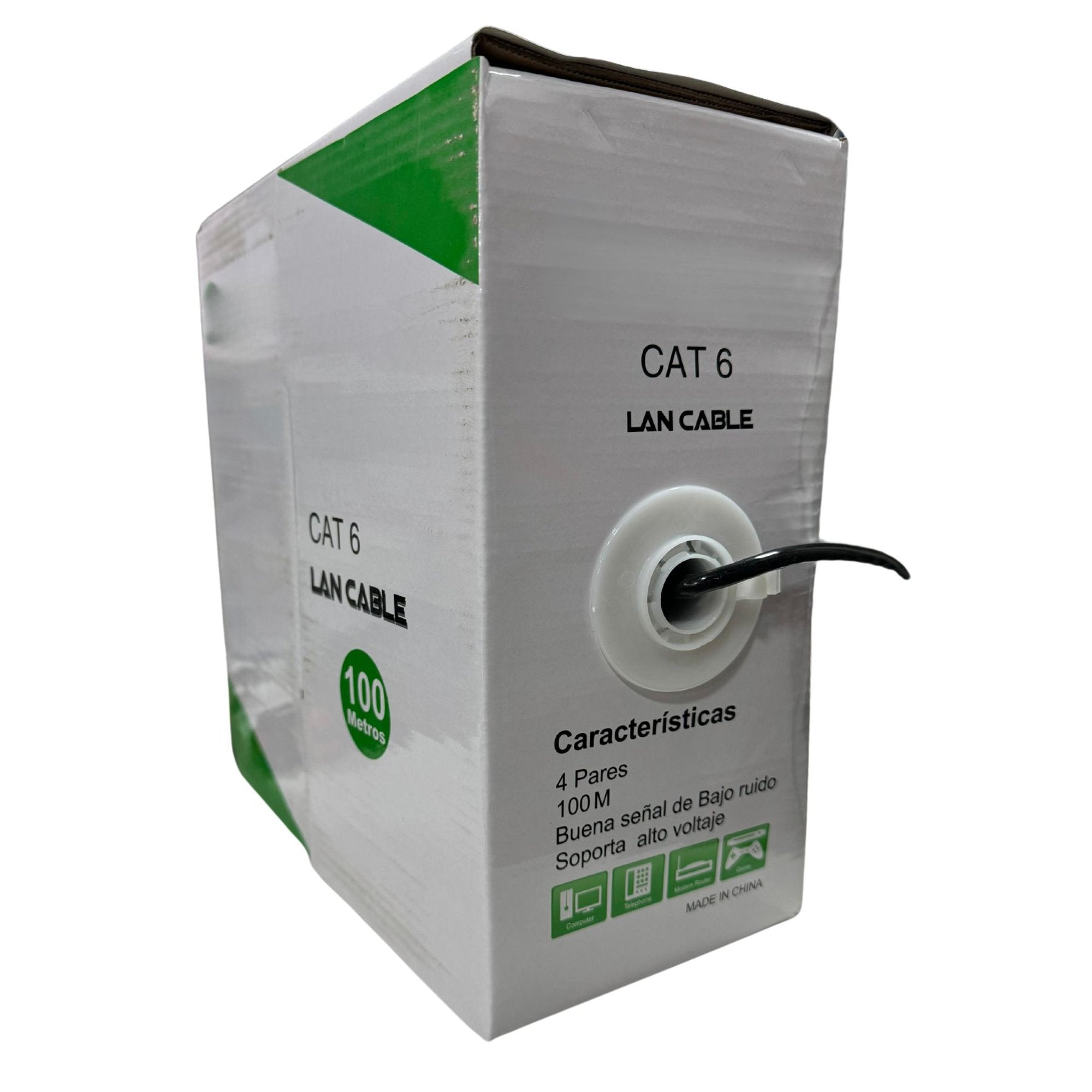 Cable de Red UTP Cat6 Caja 100 Mts Exterior Negro - optimiza cable