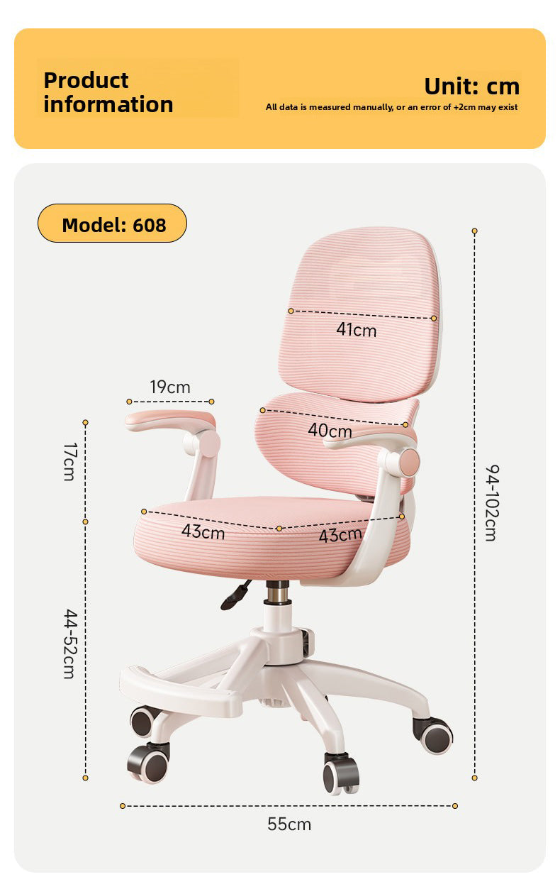 Silla de Escritorio Infantil Ergonomica Regulable 608F Apoyabrazos