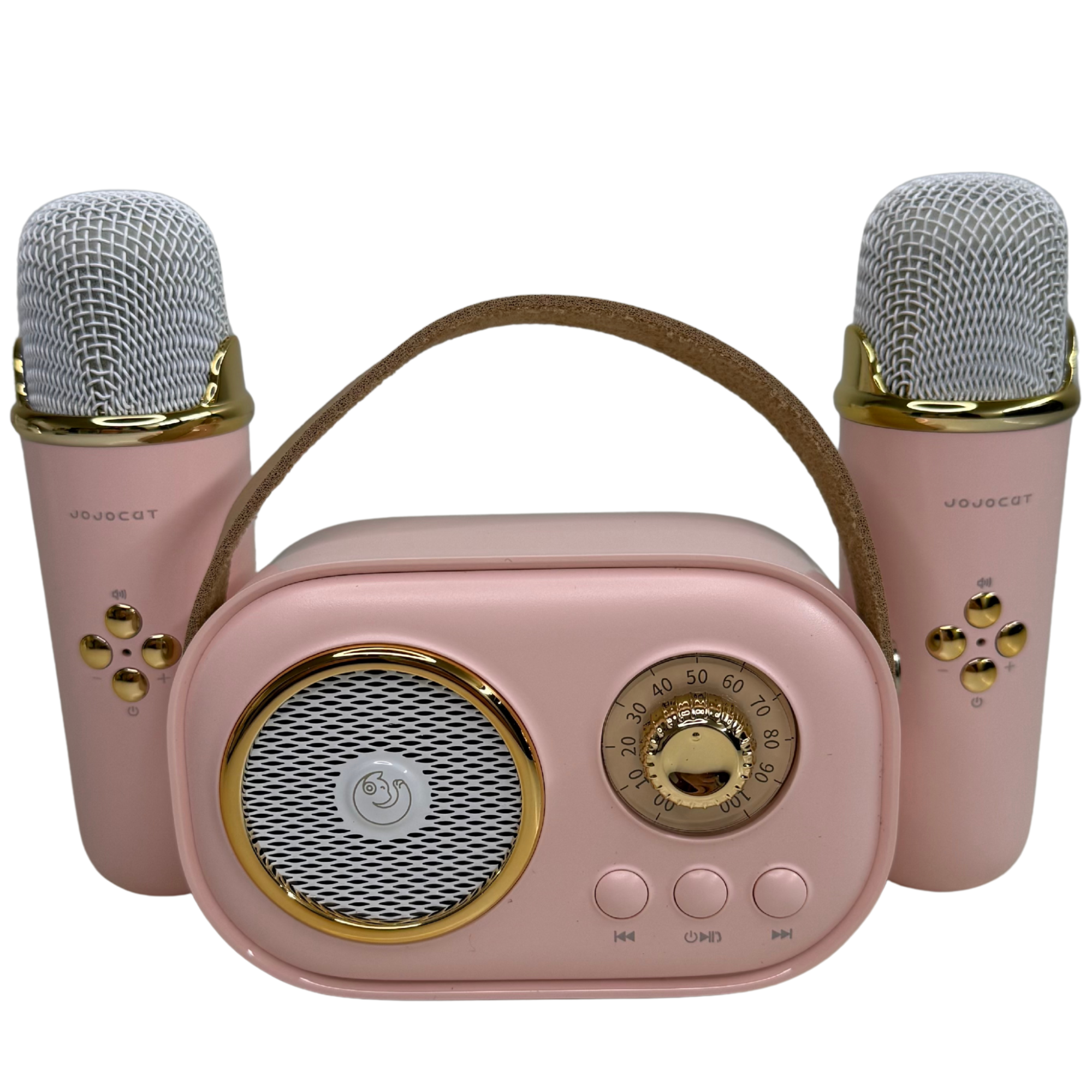 Parlante Karaoke Infantil Vintage Con 2 Micrófonos Recargable
