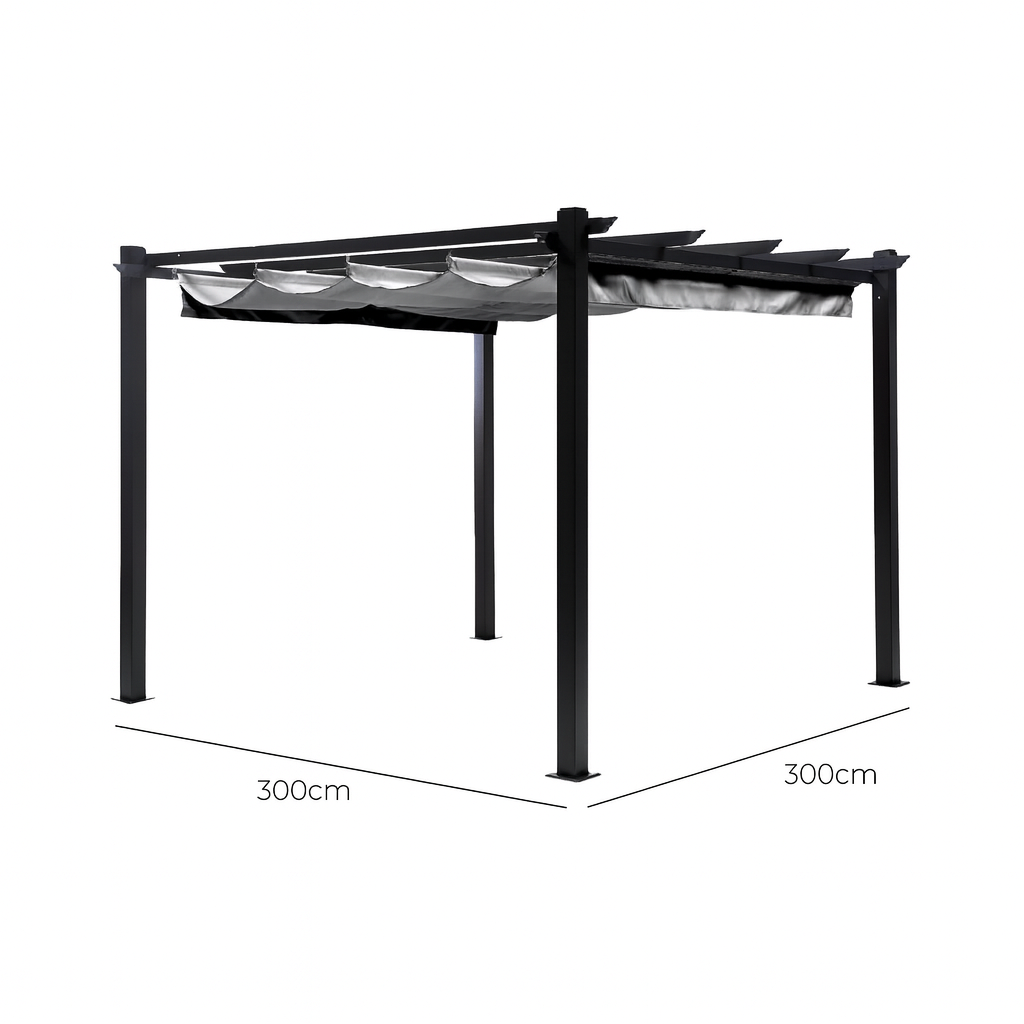 Pérgola de Aluminio 3x3m con Techo Retráctil Marrón