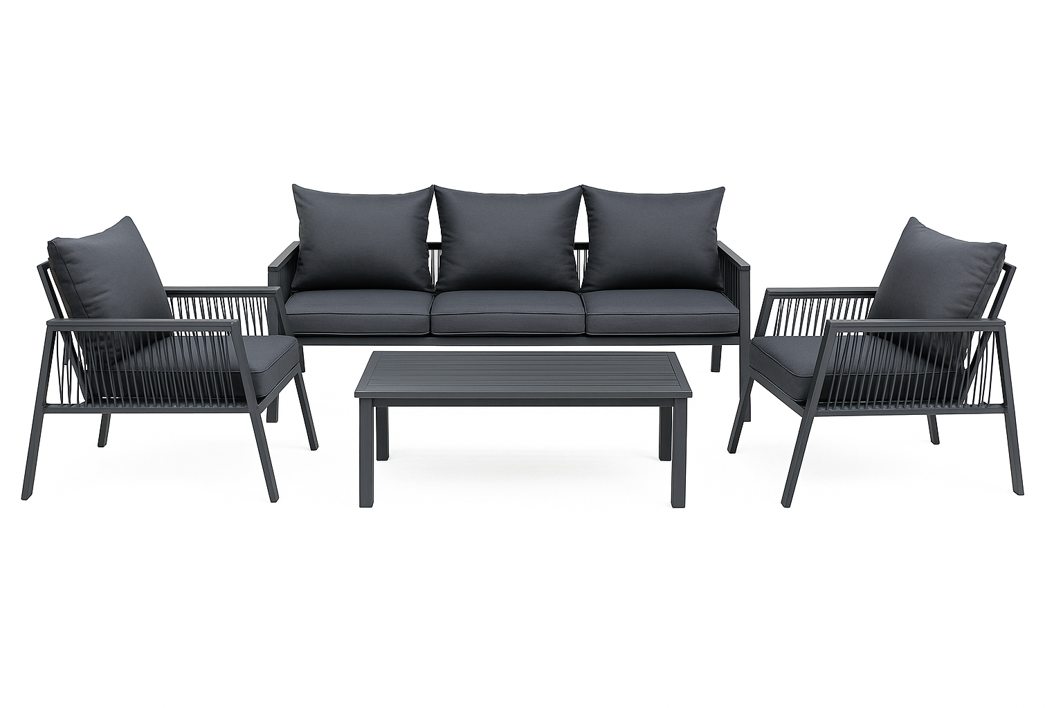 Juego de Terraza Exterior 4 Piezas de Aluminio Gris Oscuro