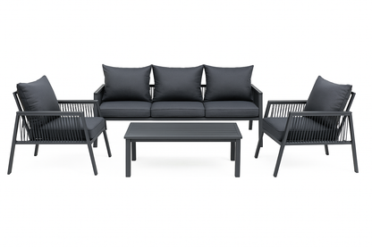 Juego de Terraza Exterior 4 Piezas de Aluminio Gris Oscuro