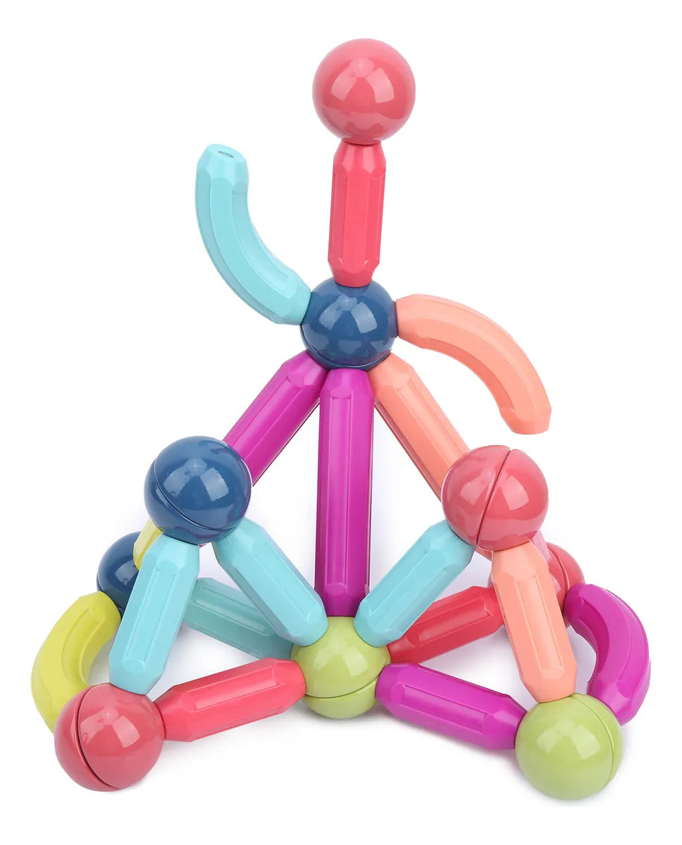 Set de construcción magnética con 84 piezas coloridas STEM 3+