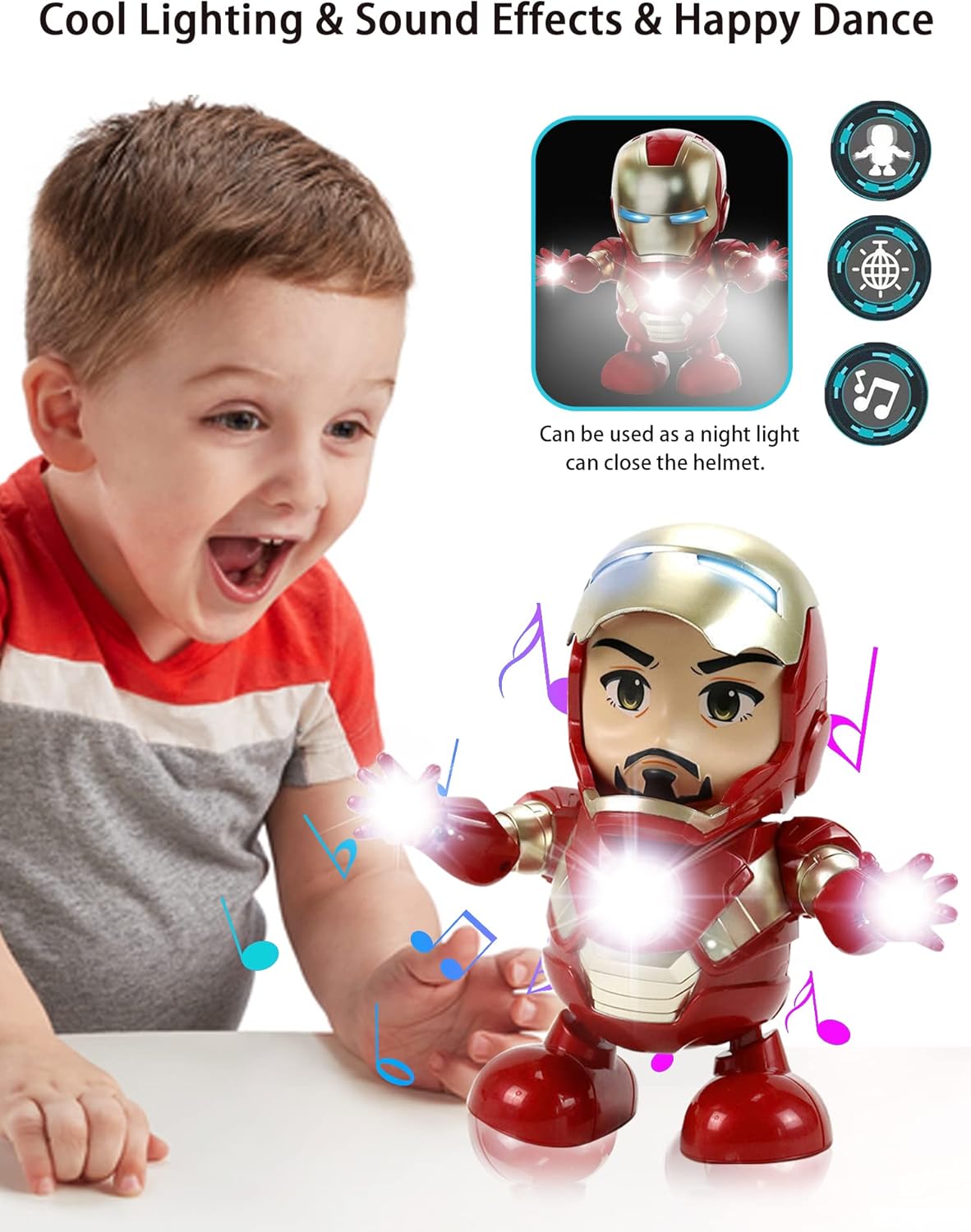 Juguete Robot de Baile Iron Man con Luces y Sonido