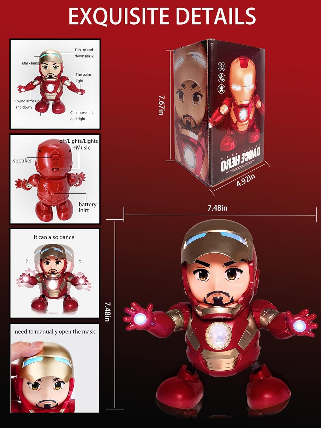 Juguete Robot de Baile Iron Man con Luces y Sonido