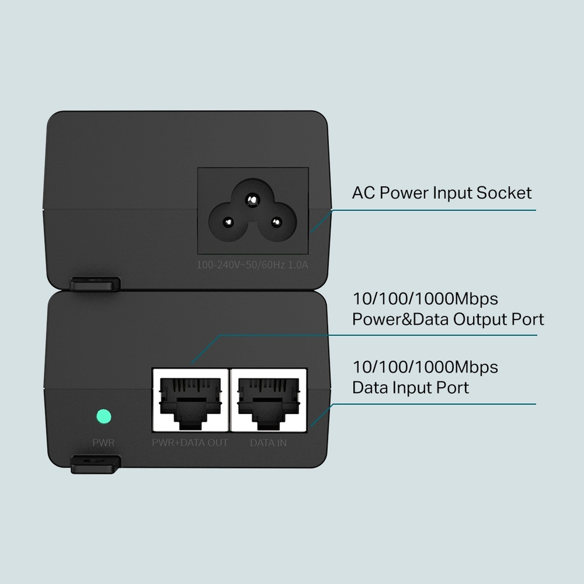 Adaptador Inyector PoE+ Gigabit TL-POE160S - puertos gigabit