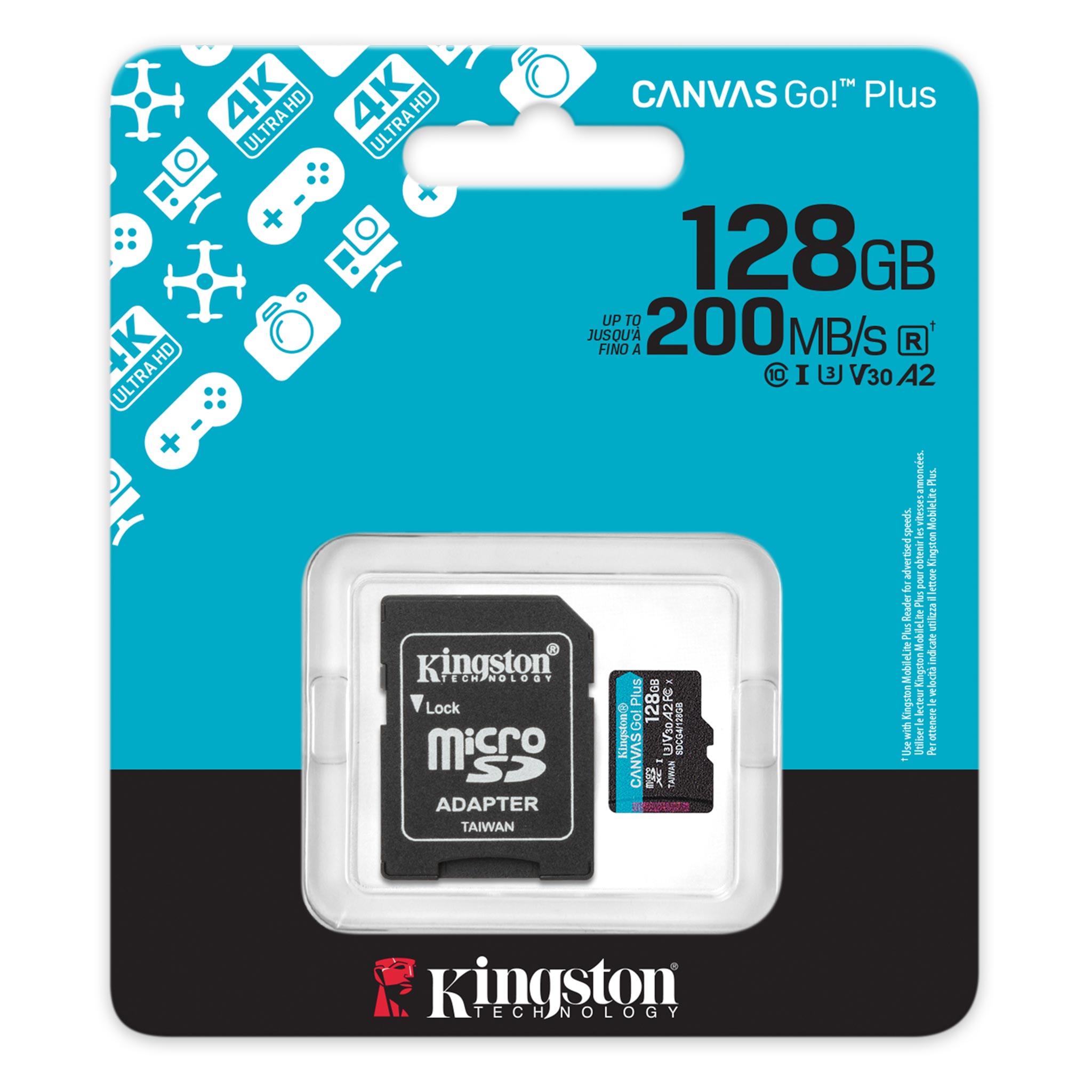 Tarjeta De Memoria Kingston Canvas Go Plus Con Adaptador Sd 128gb