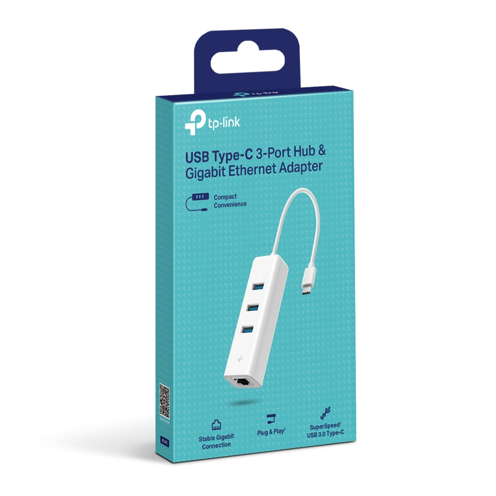 Adaptador Hub USB tipo C 3 puertos USB y Puerto Lan Gigabit