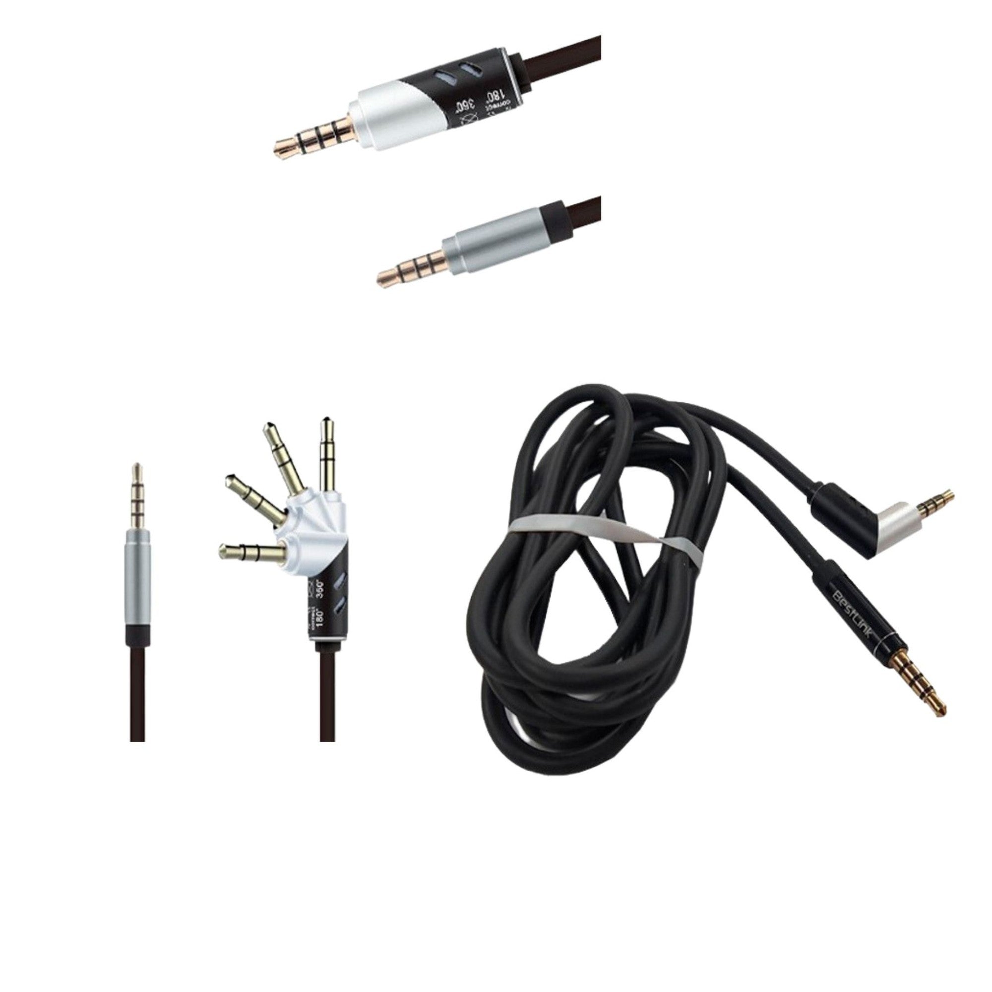 Cable de Audio Auxiliar Macho a Macho con Rotación 1.5Mts - calidad sonido