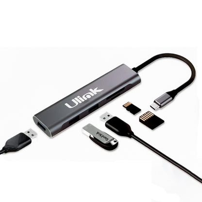 Adaptador multipuerto USB C 5 en 1 USB 3.0x3 + SD + MicroSD - adaptador multipuerto
