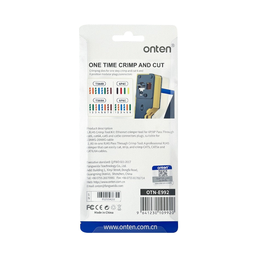 Crimpiadora RJ45 RJ11 OTN-E992 con cortador de cable