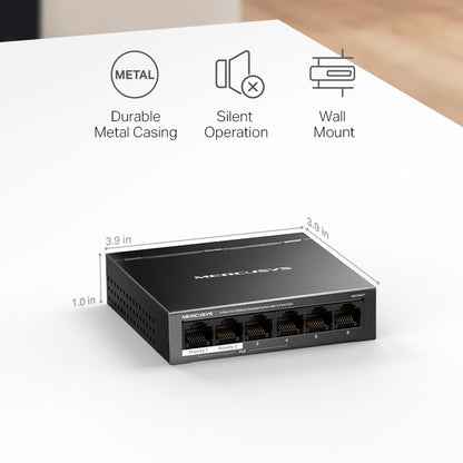 Switch 6 Puertos 4 PoE+ 65W MS106LP 100 Mbps