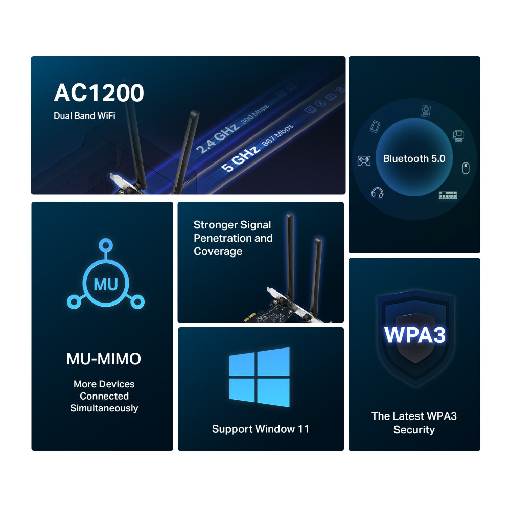 Adaptador PCIe Mercusys MA30E Wi-Fi dual banda y Bluetooth