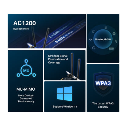 Adaptador PCIe Mercusys MA30E Wi-Fi dual banda y Bluetooth