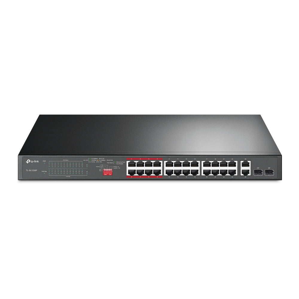 Switch 24 puertos PoE+ a 10/100 Mbps + 2 Gigabit SFP SL1226P - link sl1226p