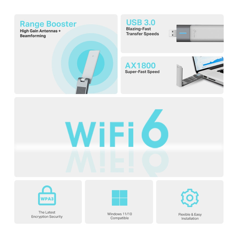 Adaptador USB Wifi 6 de Alta Ganancia AX1800 Archer TX20Uh
