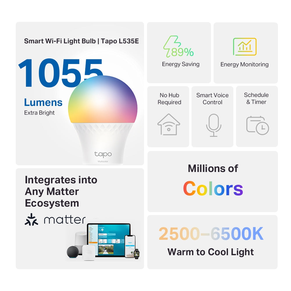 Ampolleta Inteligente TP-Link Tapo L535E WiFi Matter RGB