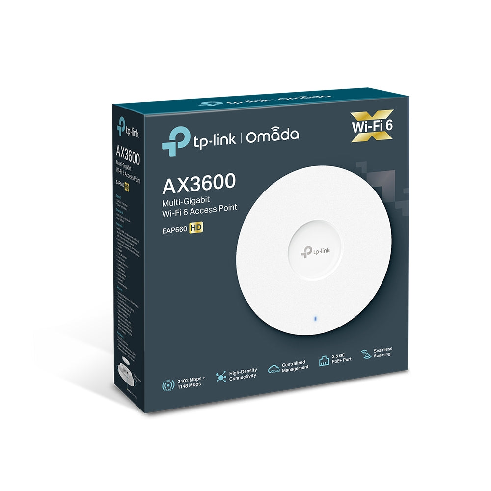 Punto de Acceso WiFi 6 Montaje en Techo AX3600 EAP660 HD - link omada