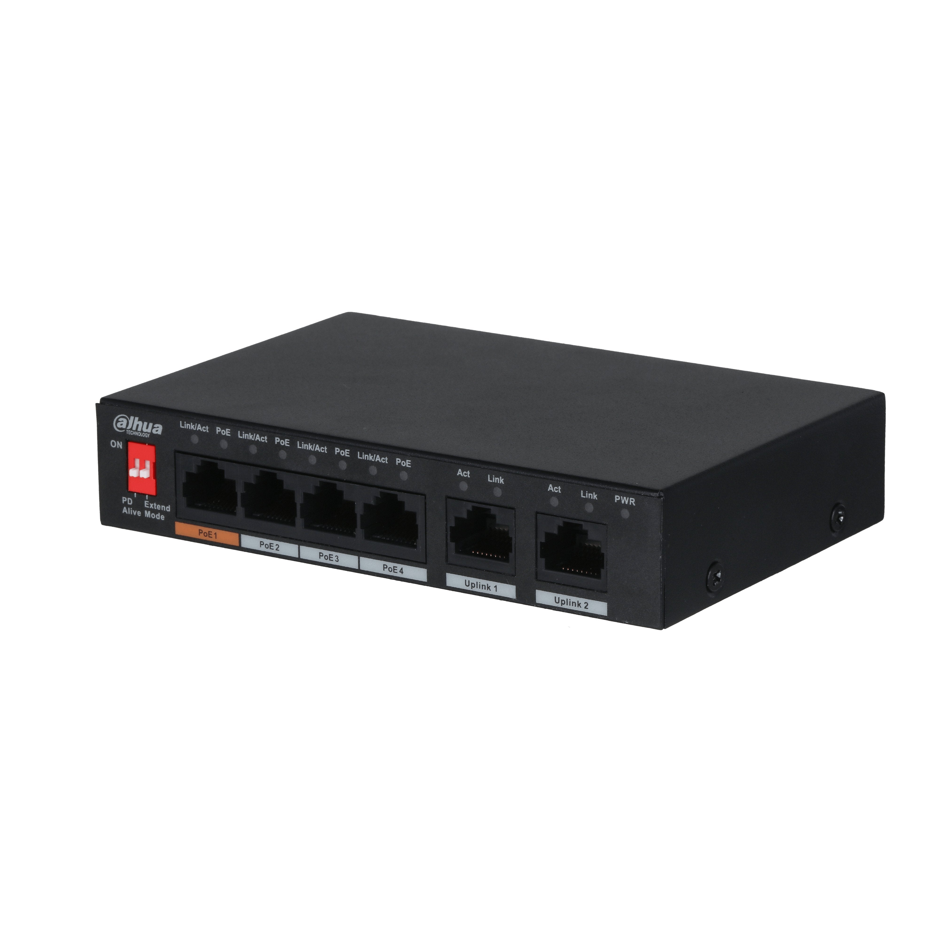 Switch Dahua 4 Puertos PoE y 2 Uplink 36W DH-PFS3006-4ET - dahua pfs3006