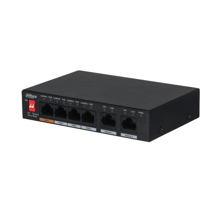 Switch Dahua 4 Puertos PoE y 2 Uplink 36W DH-PFS3006-4ET - dahua pfs3006