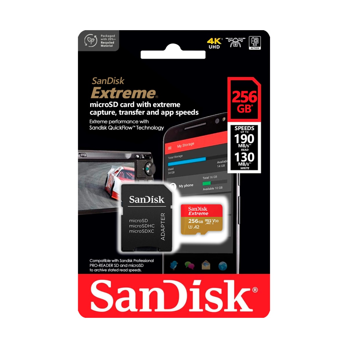 Imagen de Tarjeta de Memoria MicroSD 256GB Sandisk Extreme Pro 190MB/s Dispositivos