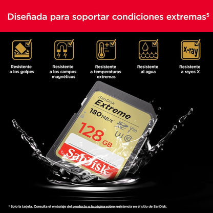 Tarjeta de Memoria SD 128GB SanDisk Extreme SDXC UHS-I - modelo sdsdxva