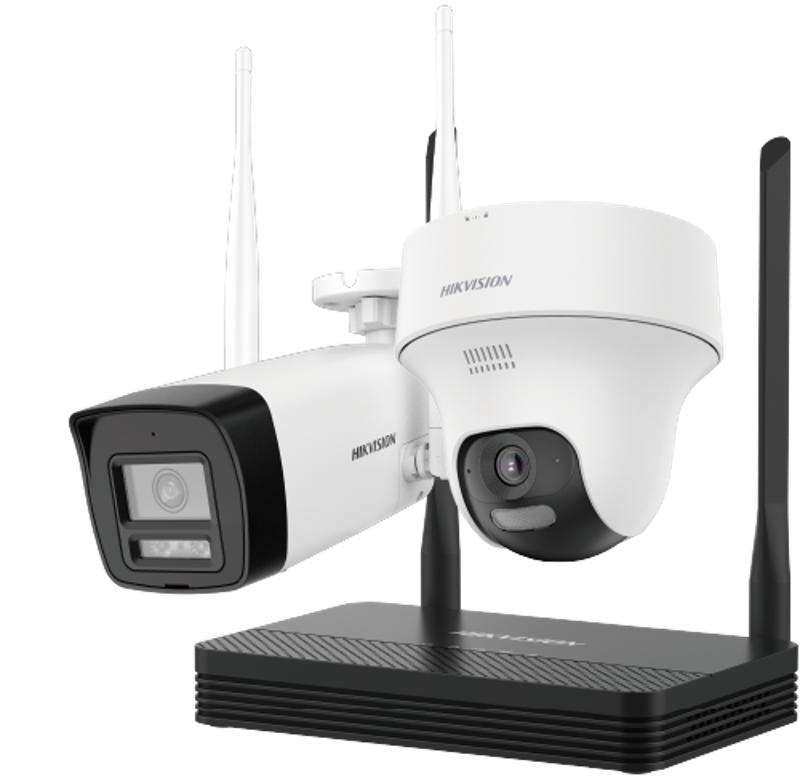 Kit Camaras de Seguridad IP Inalambrico 1 Bullet + 1 Domo + - hikvision nks422w02h