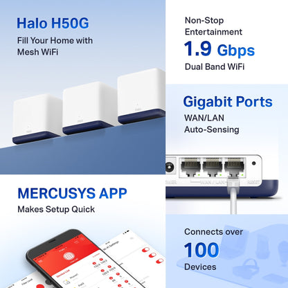 Sistema WiFi Mesh Halo H50G Pack 3 Doble Banda Gigabit