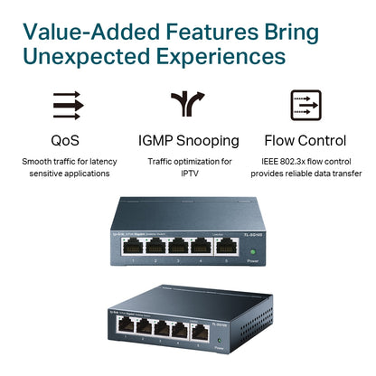 TP‑Link TL‑SG105 switch 5‑Port 10/100/1000 Mbps