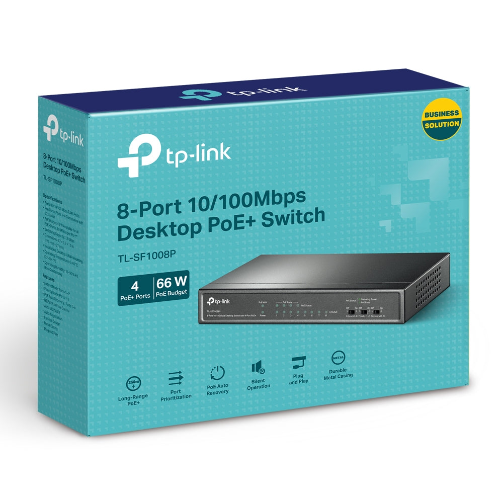 Switch 8 Puertos 4 Puertos PoE+ 10/100Mbps TL-SF1008P