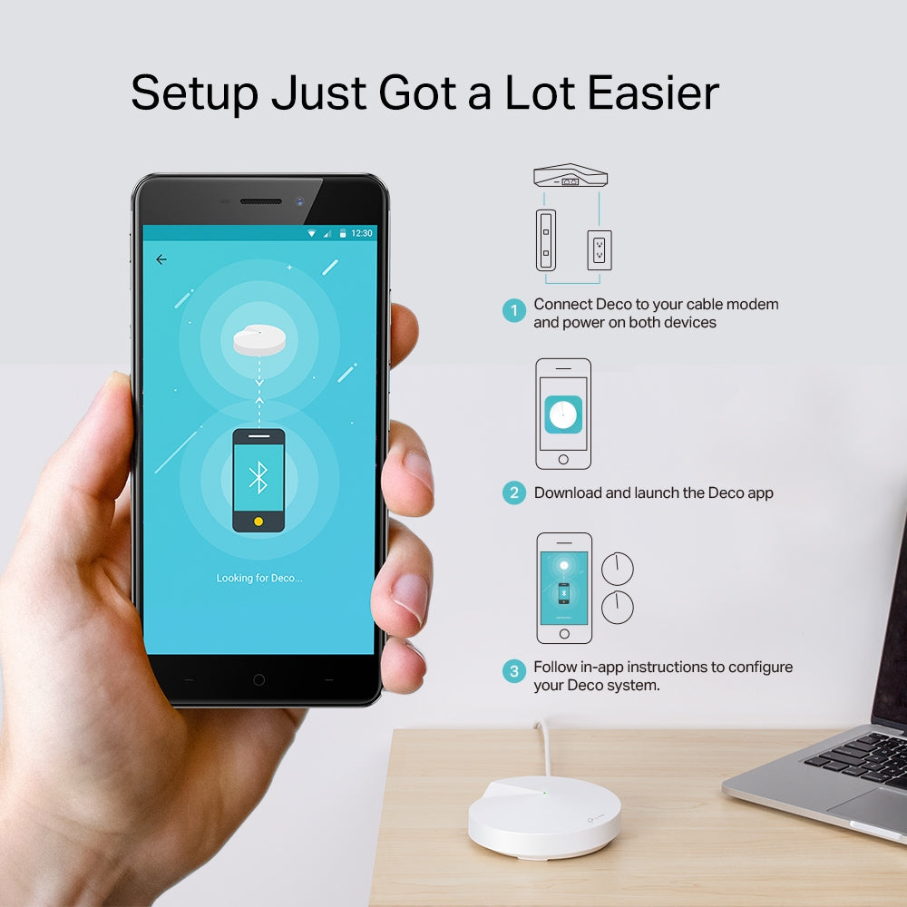 Sistema WiFi Mesh Inteligente Dual Band Deco M5 Pack 2 unid. - cobertura toda