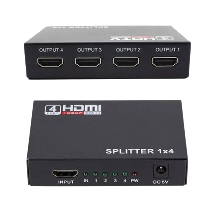 Splitter HDMI Activo De 1 A 4 Salidas Metálico Pequeño - repartidor señal