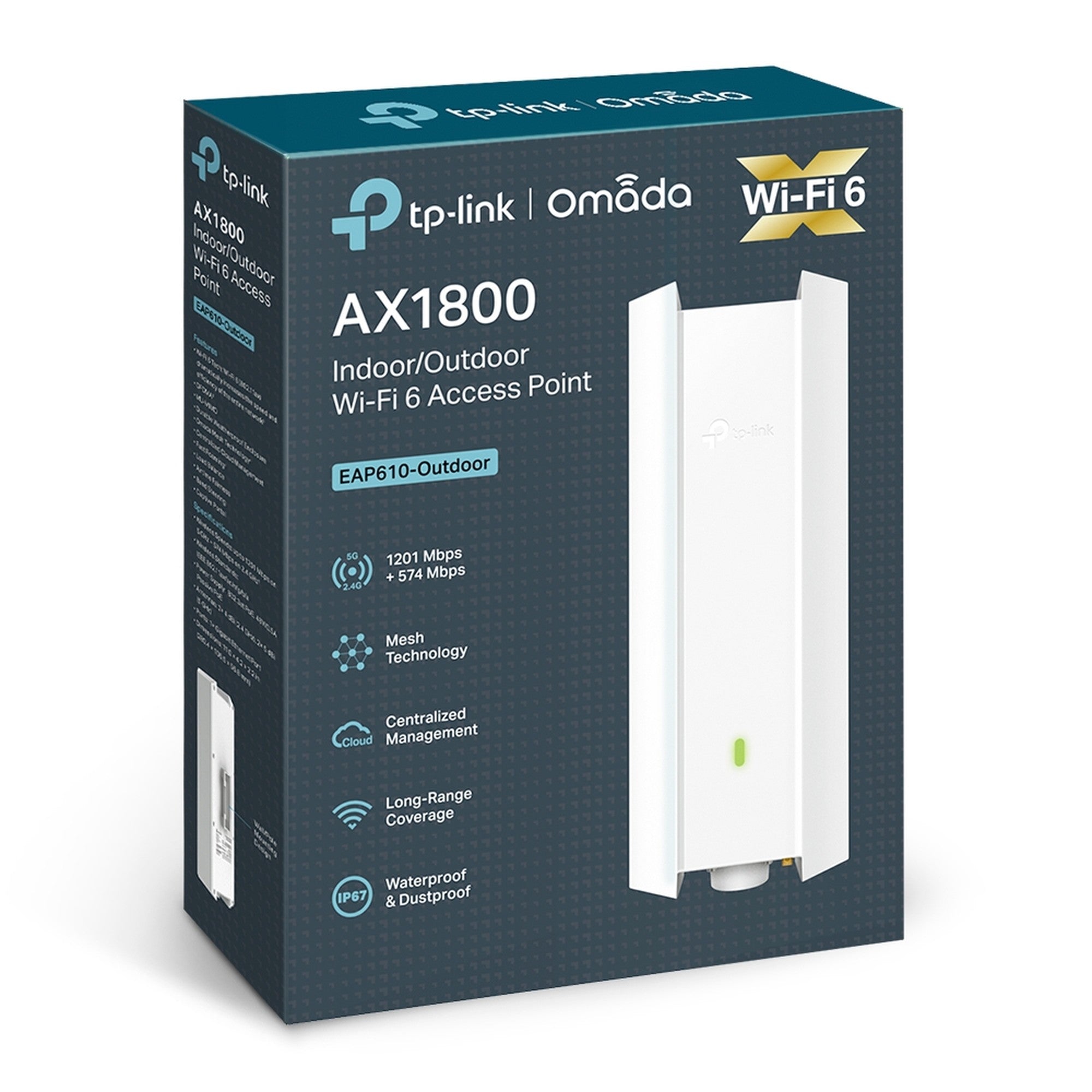 Access Point Exterior Wifi 6 Mesh Gigabit Omada EAP610-Outdo - velocidades ultra