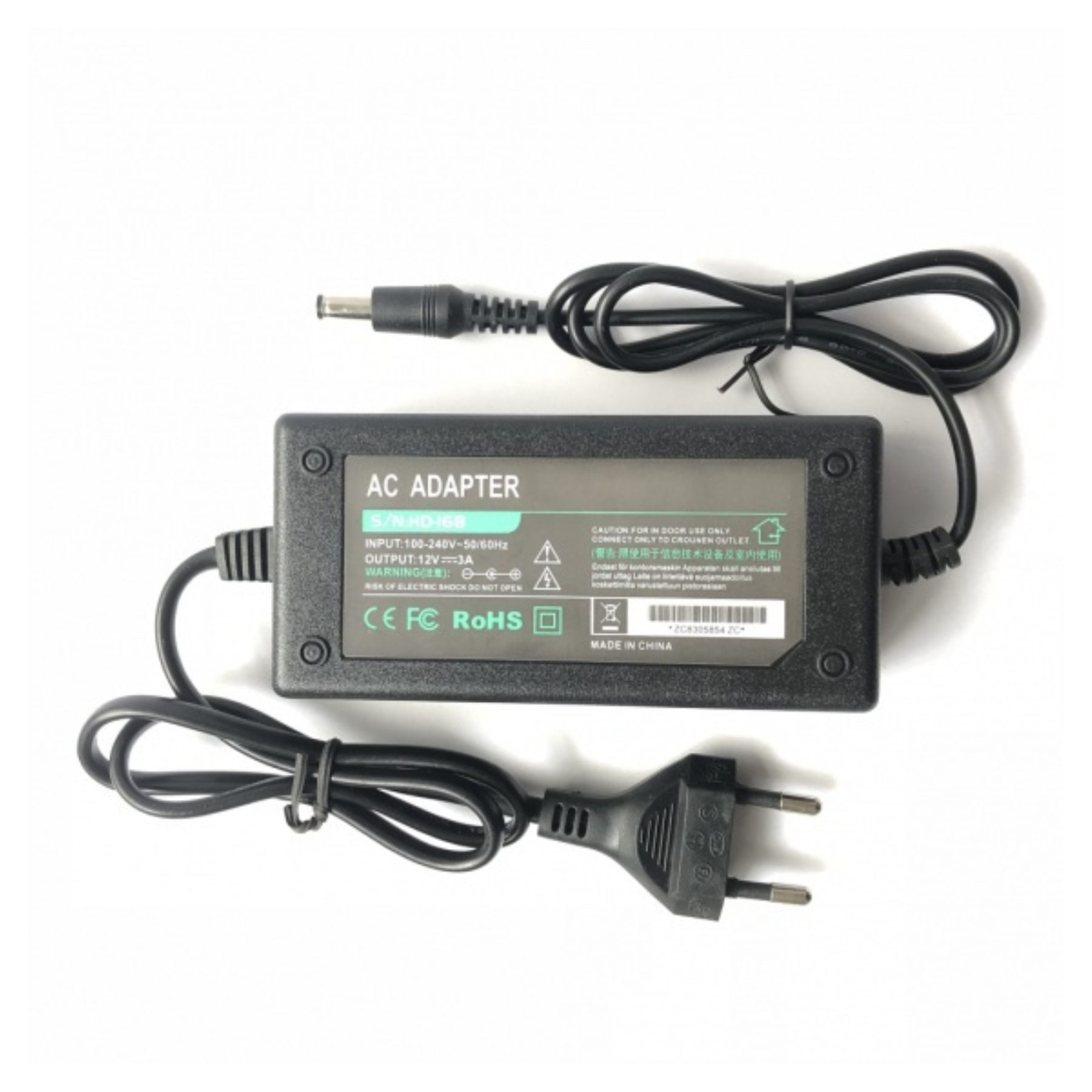 Fuente de Poder 12V 3A para Cámaras y Tiras LED Cable - fuente alimentación