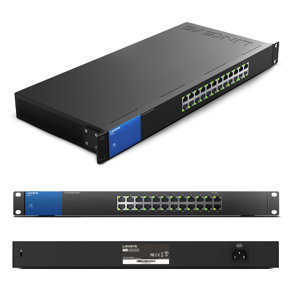 Switch 24 Puertos Gigabit Linksys Metálico Rackeable Lgs124 - switch linksys