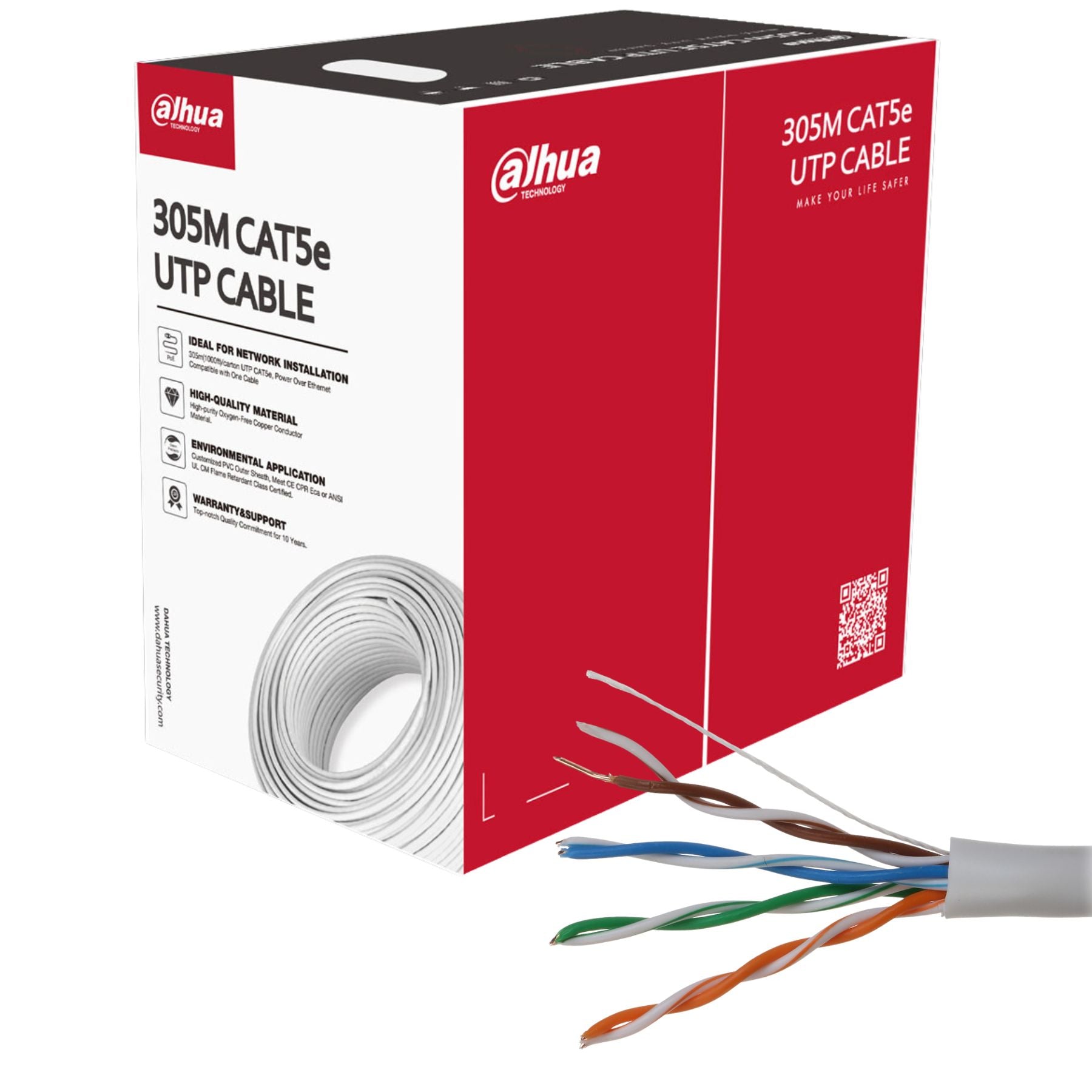 Cable de Red UTP Cat5E Dahua 100% cobre 305Mts Color Blanco - modelo pfm920i
