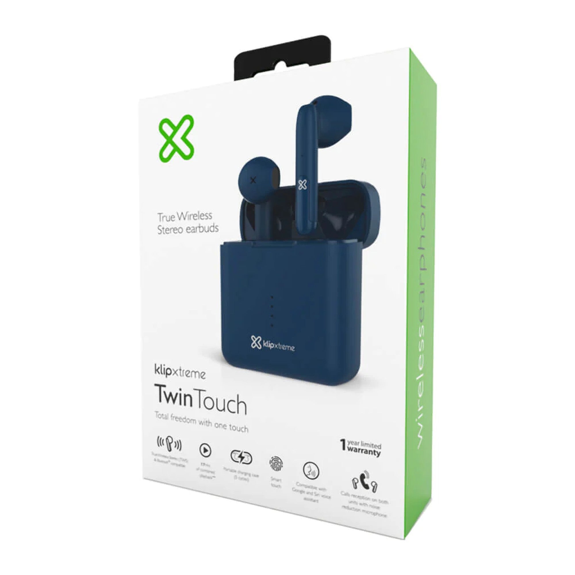 Audífonos Bluetooth Twin Touch KTE-010BL Hasta 17 Hrs Azul - audífonos verdadera