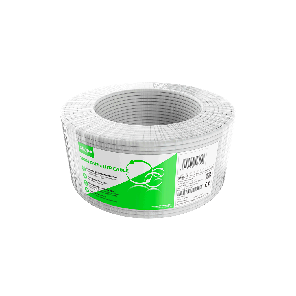 Cable de Red UTP Cat5e 100 Mts Interior Blanco Aleación Dahu - cable cat5e