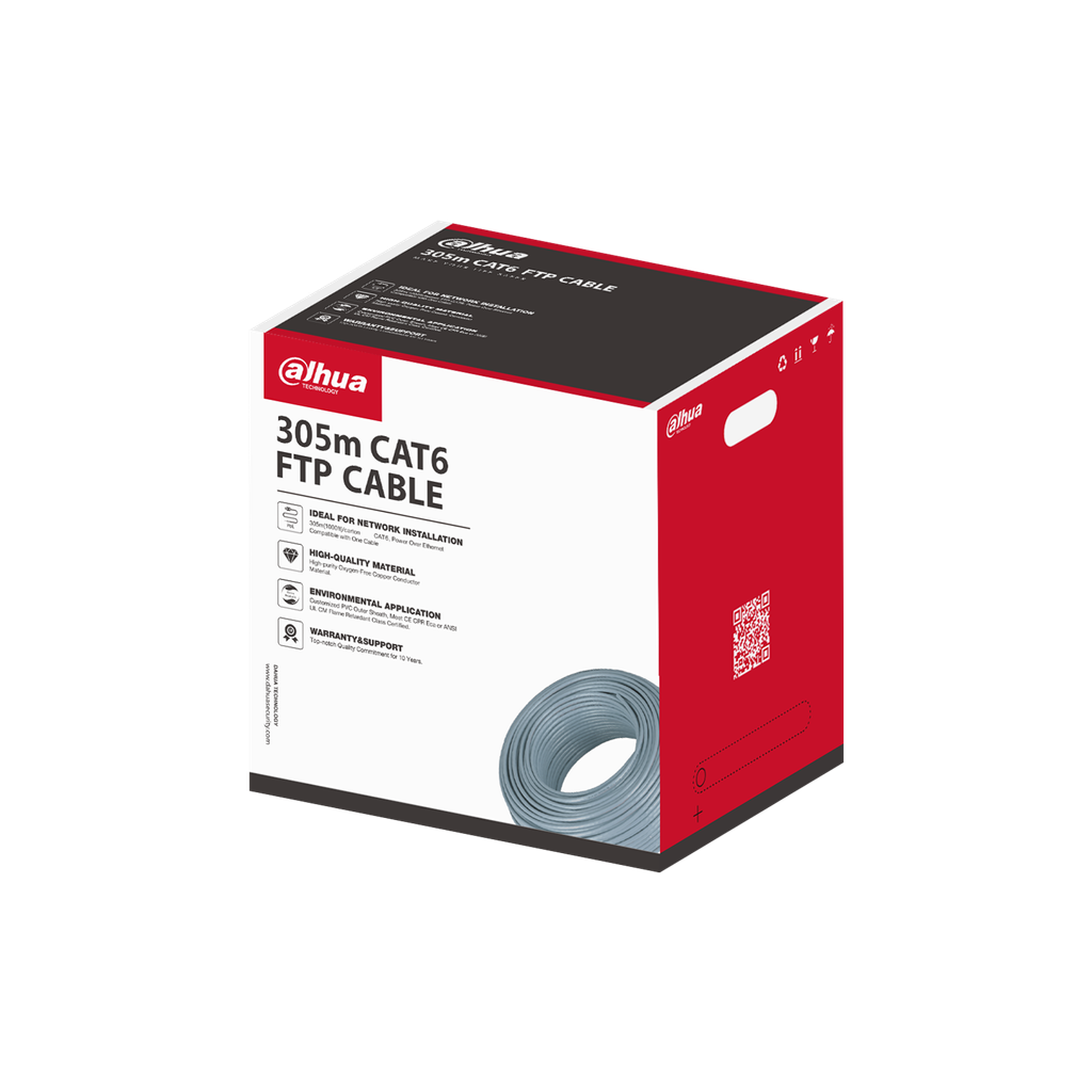 Imagen de Cable de Red FTP Cat6 305 Mts 100% cobre Interior Gris Dahua