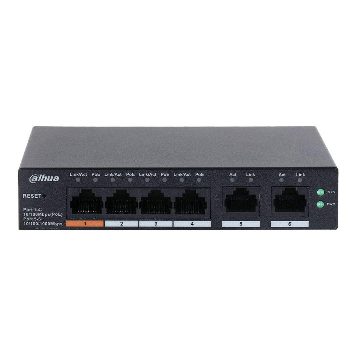 Switch Dahua 4 Puertos PoE + 2 Puertos Gigabit DH-CS4006-4ET - dahua cs4006