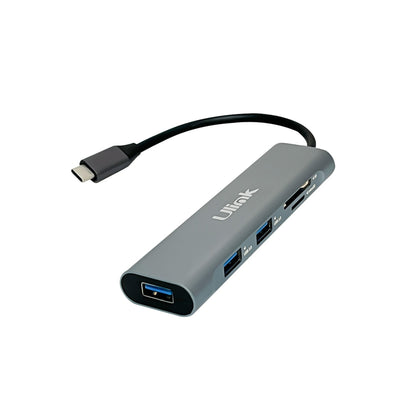 Adaptador multipuerto USB C 5 en 1 USB 3.0x3 + SD + MicroSD - adaptador multipuerto