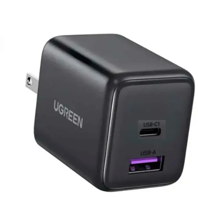 Cargador GaN 30W Ugreen X516 Dual USB-C USB-A Negro