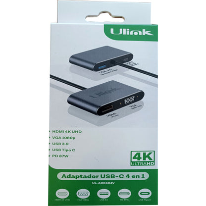 Adaptador Multipuerto Usb C 3.0 4 en 1 Ulink Alta Calidad - adaptador multipuerto