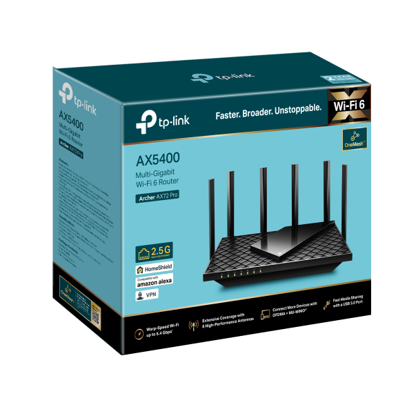 Router Wifi 6 Archer Ax72 Pro Onemesh Ax5400 Gigabit 2.5G Usb Cable