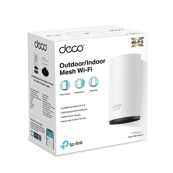 Router Repetidor Deco X50-Outdoor Wi-Fi 6 Mesh AI para exter Cable