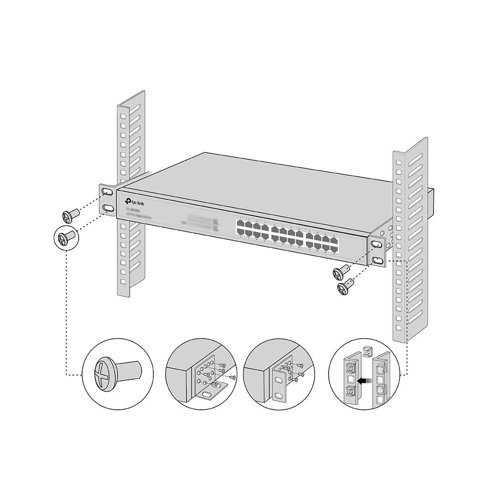 RackMount Kit‑19 TP‑Link para routers/switches