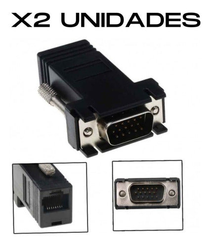 Adaptador Extensor Vga Por Rj45 Hasta 20mt X2 Unidades - especificaciones producto