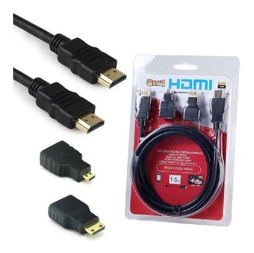 Cable HDMI Mas Adaptadores Micro HDMI Y Mini HDMI - compatible todos