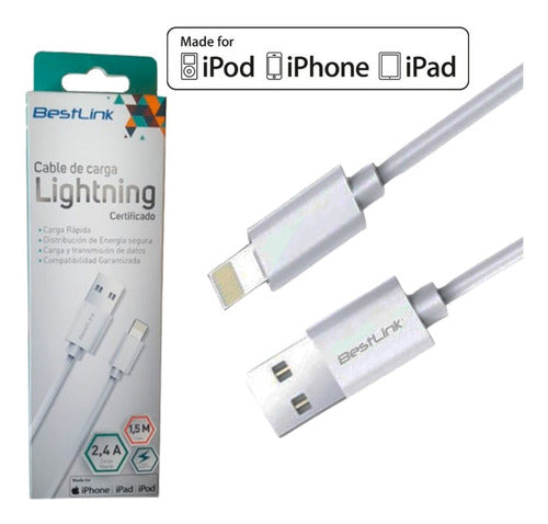 Imagen de Cable Usb Compatible Con iPhone Y iPad Bestlink Certificado Dispositivos